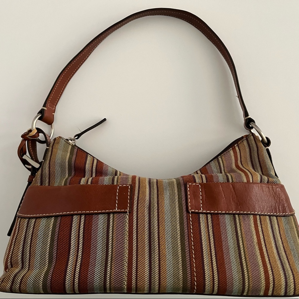 Fossil 1954 shoulder baguette shoulder bag. Genuine #75082. Multi stripe.